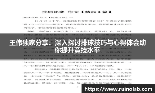王伟独家分享：深入探讨排球技巧与心得体会助你提升竞技水平